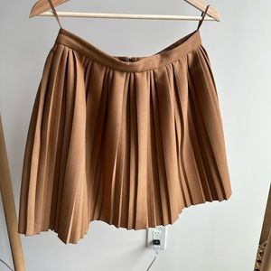 COS Pleated Mini Skirt in Tan Brown
